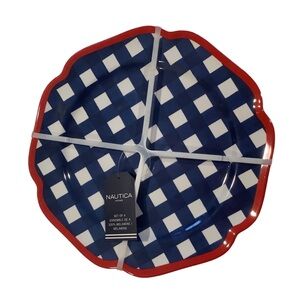 Nautica Home Gingham Check Melamine Plates Set Of 4 New
